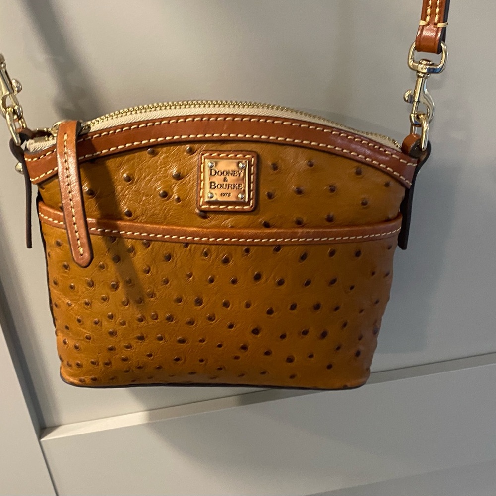 Dooney & Bourke Tan Ostrich-Embossed Crossbody Bag